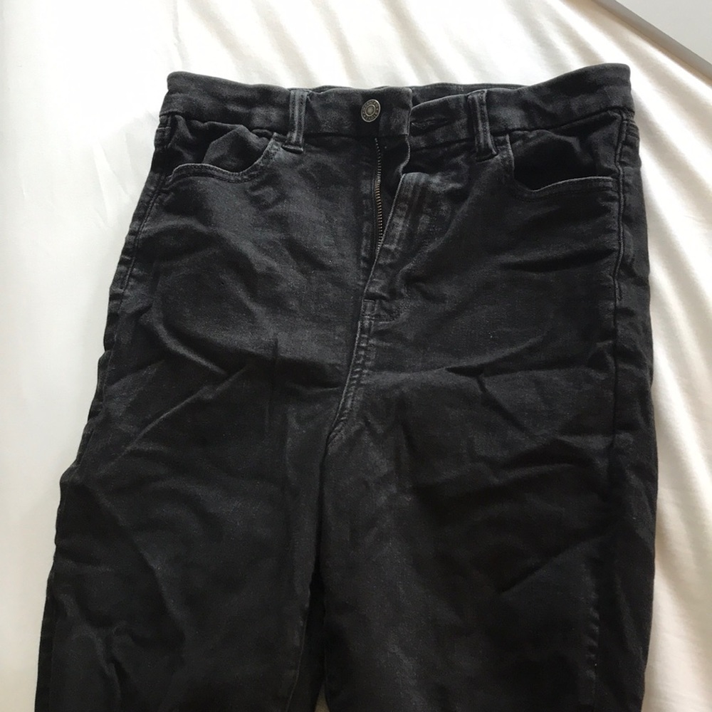 high rise jet black skinny jeans